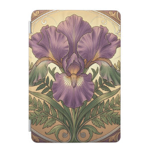Purple Iris Flower Art Nouveau Ornate Frame iPad Mini Cover