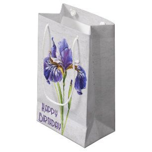 Purple Iris Flower Birthday Small Gift Bag