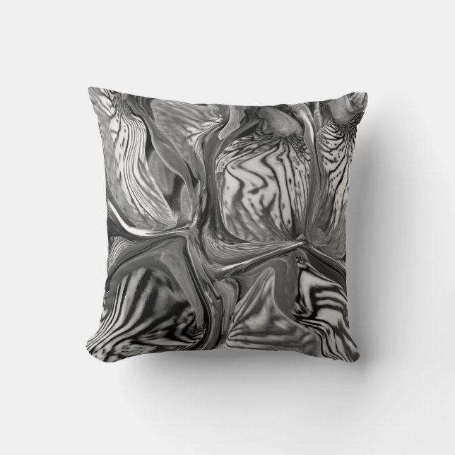 Purple Iris Flower / Black & White / Throw Pillow (Front)
