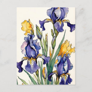 Purple Iris Flower Bloom Holiday Postcard