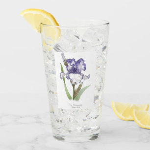 Purple Iris Flower Botanical Art Glass