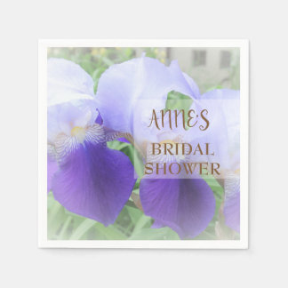 Purple Iris Flower Bridal Shower Paper Napkins