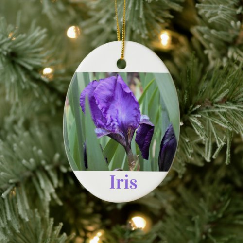 Purple Iris Flower Ceramic Ornament