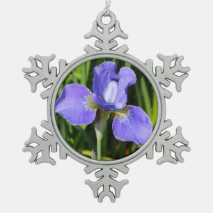 Purple iris flower christmas ornament
