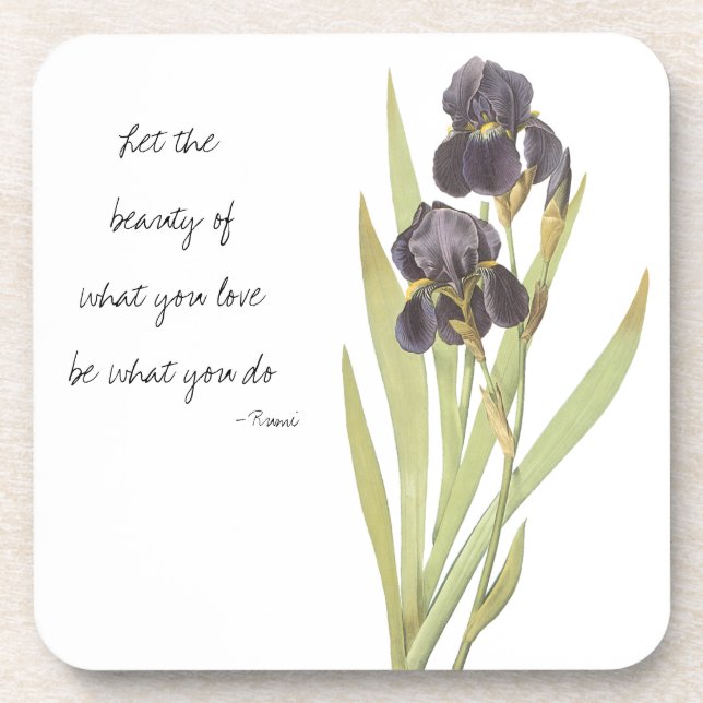 Purple Iris Flower Coaster (Front)