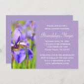 Purple Iris Flower Damask Bridal Shower Invitation (Front/Back)