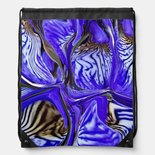 Purple Iris Flower Drawstring Bag (Front)