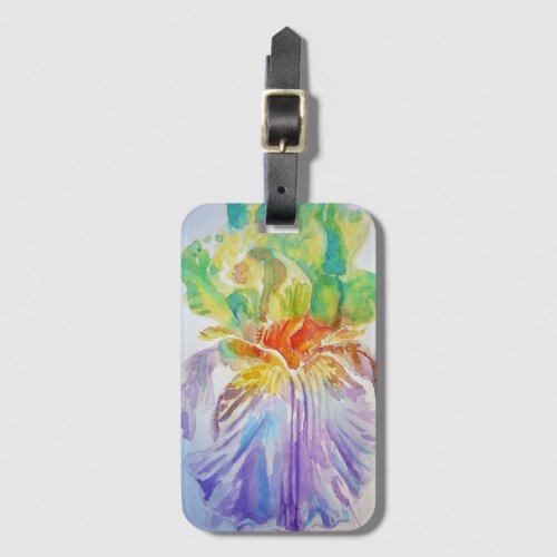 Purple Iris Flower Floral Watercolor Luggage Tag