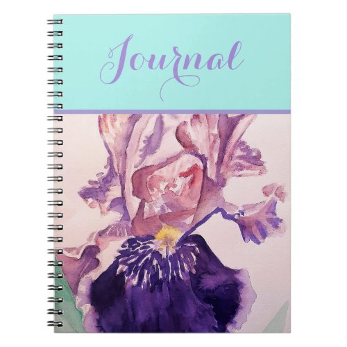 Purple Iris Flower floral Watercolor Notebook