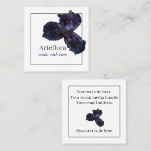 Purple iris flower florist shop branding branded square business card