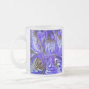 Purple Iris Flower Frosted Glass Coffee Mug