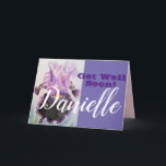 Purple Iris Flower Get Well Soon Womans Name Card<br><div class="desc">Purple Iris Flower Get Well Soon Ladies Name Card. A very beautiful card for anyone you love. Give it for any reason at all. Maybe a thank you,  a Birthday or Just because! Designed written and painted by me from one of my original watercolor paintings.</div>