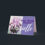 Purple Iris Flower Get Well Soon Womans Name Card<br><div class="desc">Purple Iris Flower Get Well Soon Ladies Name Card. A very beautiful card for anyone you love. Give it for any reason at all. Maybe a thank you,  a Birthday or Just because! Designed written and painted by me from one of my original watercolor paintings.</div>