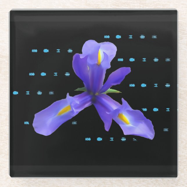 Purple Iris Flower Glass Coaster (Front)
