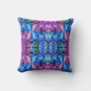 Purple Iris Flower / Greenleaf / 1974 / Mirrored / Throw Pillow