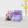 Purple Iris Flower Happy Birthday Womans Name Card