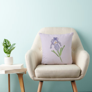 Purple Iris Flower Painting Throw Pillow
