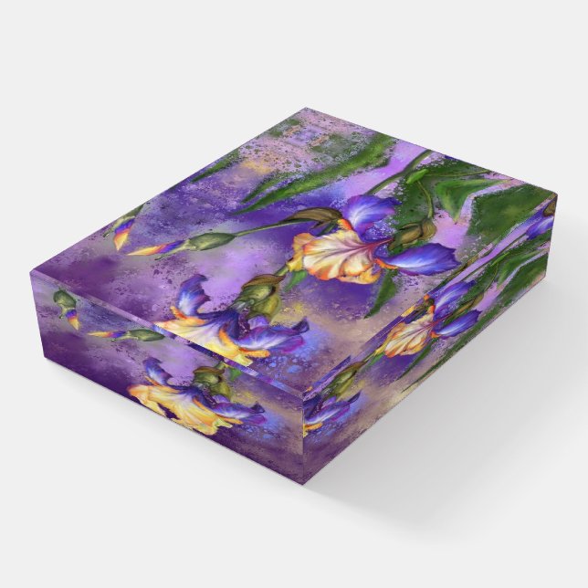 Purple Iris Flower Paperweight Irises (Angled)