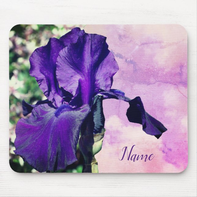 Purple Iris Flower Personalized Mouse Pad (Front)