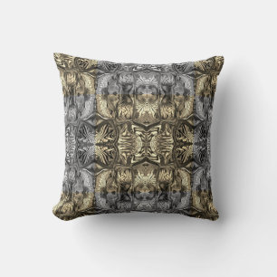 Purple Iris Flower / Sepia / B & W / Mirrored / Throw Pillow