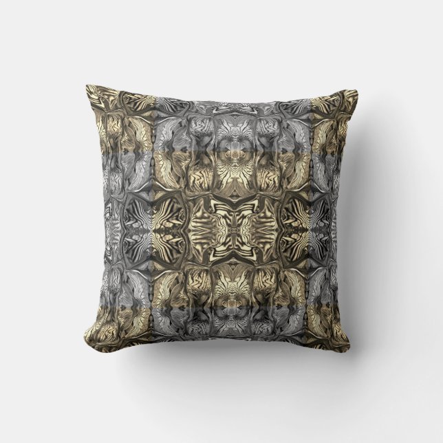 Purple Iris Flower / Sepia / B & W / Mirrored / Throw Pillow (Front)