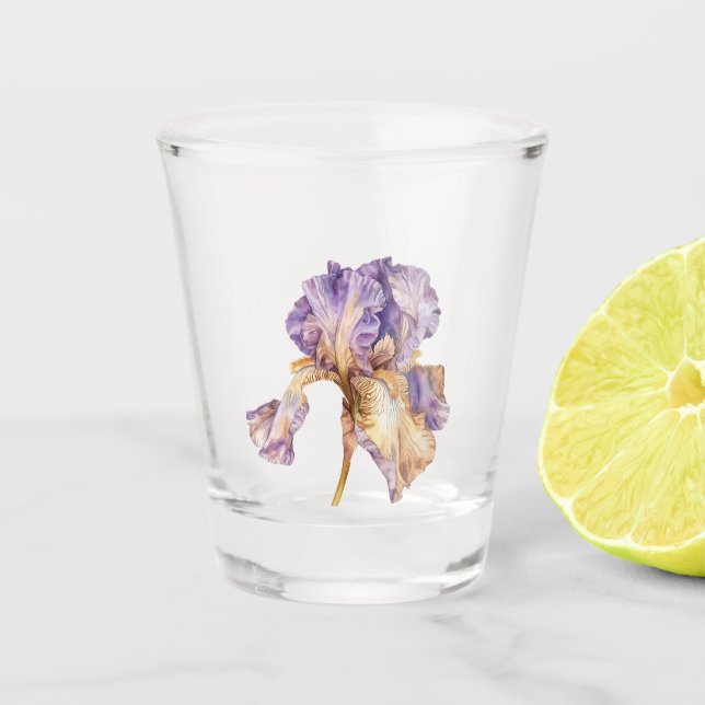 Purple Iris Flower Shot Glass (Front)