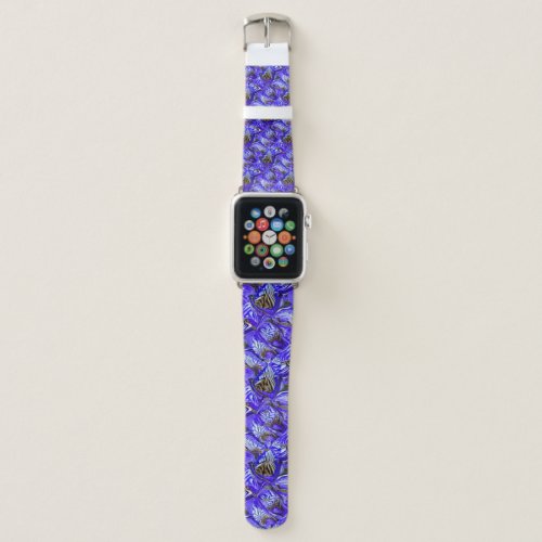 Purple Iris Flower  Slanted  Tiled  Apple Watch Band