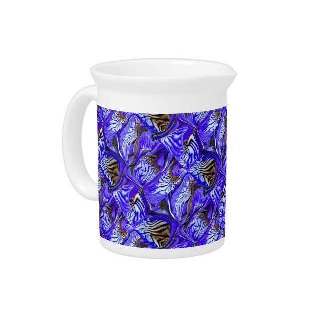 Purple Iris Flower / Slanted / Tiled /  Beverage Pitcher (Left)