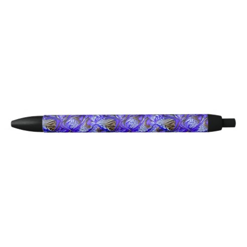 Purple Iris Flower  Slanted  Tiled  Black Ink Pen
