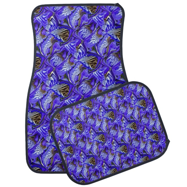 Purple Iris Flower / Slanted / Tiled / Car Floor Mat (Set)