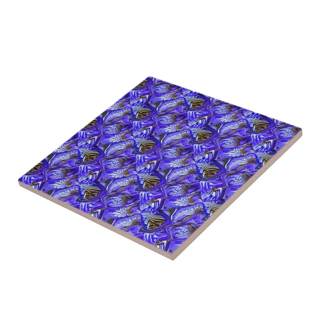 Purple Iris Flower / Slanted / Tiled /  Ceramic Tile (Side)