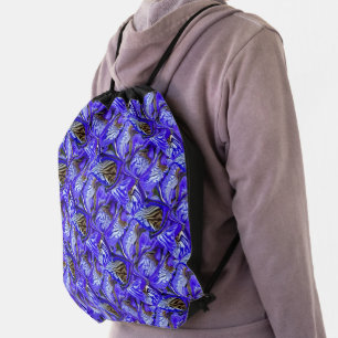 Purple Iris Flower / Slanted / Tiled / Drawstring Bag