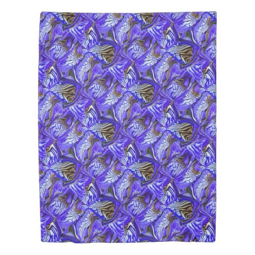 Purple Iris Flower  Slanted  Tiled  Duvet Cover