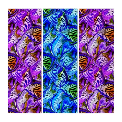 Purple Iris Flower  Slanted  Tiled  Filters  Triptych