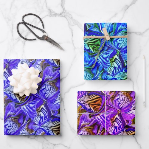 Purple Iris Flower  Slanted  Tiled  Filters  Wrapping Paper Sheets