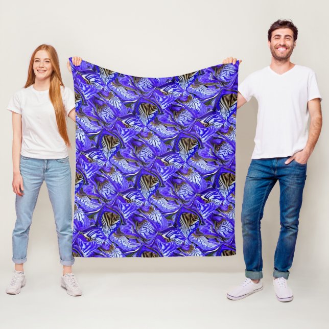 Purple Iris Flower / Slanted / Tiled /  Fleece Blanket (In Situ)