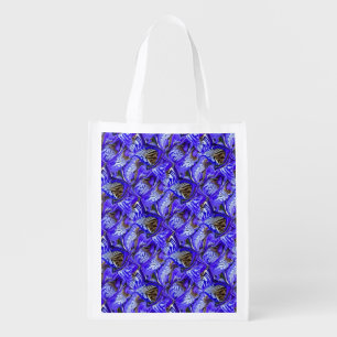 Purple Iris Flower / Slanted / Tiled / Grocery Bag