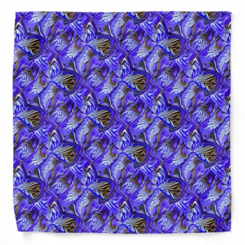 Purple Iris Flower  Slanted  Tiled Handkerchief Bandana