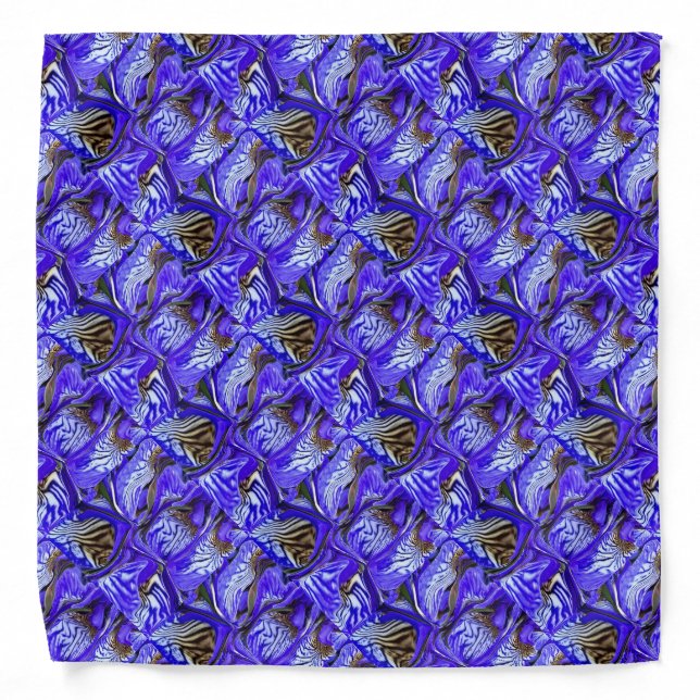 Purple Iris Flower / Slanted / Tiled /Handkerchief Bandana (Front)
