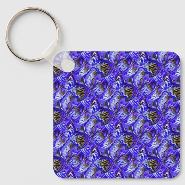 Purple Iris Flower / Slanted / Tiled / Keychain (Front)