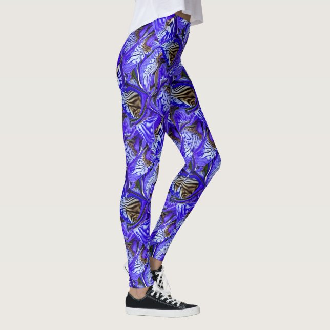 Purple Iris Flower / Slanted / Tiled / Leggings (Right)