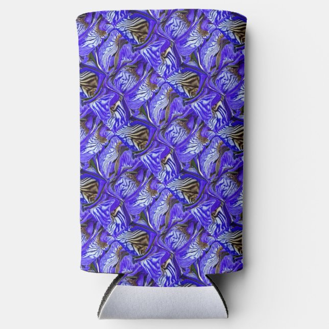 Purple Iris Flower / Slanted / Tiled /  Seltzer Can Cooler (Front)