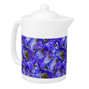 Purple Iris Flower / Slanted / Tiled / Teapot