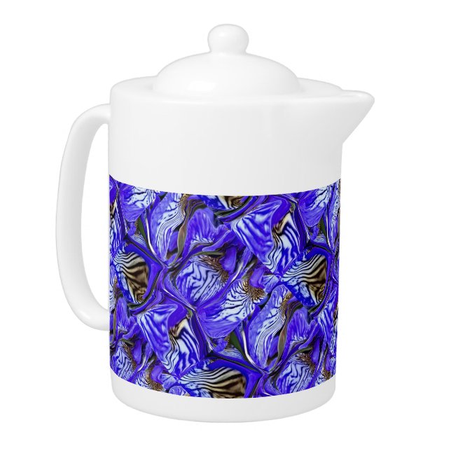 Purple Iris Flower / Slanted / Tiled / Teapot (Left)