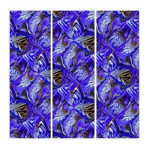 Purple Iris Flower / Slanted / Tiled /  Triptych