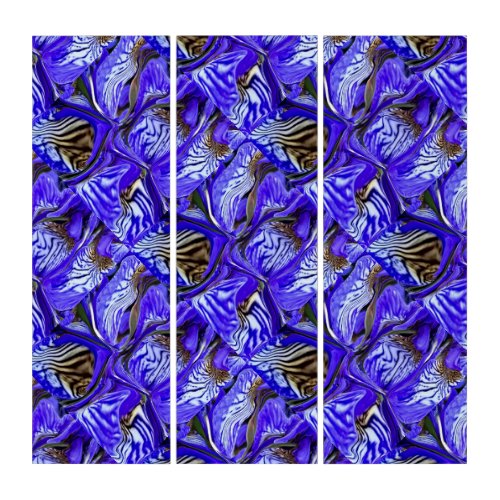 Purple Iris Flower  Slanted  Tiled   Triptych