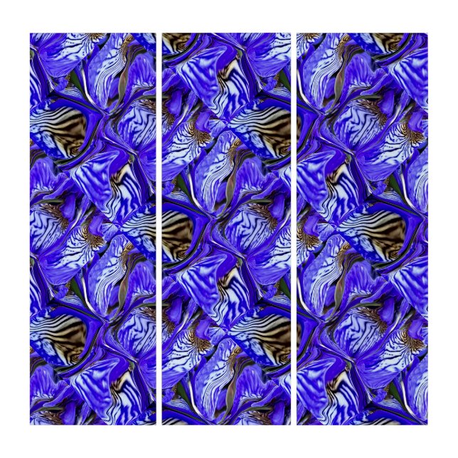 Purple Iris Flower / Slanted / Tiled /  Triptych (Front)