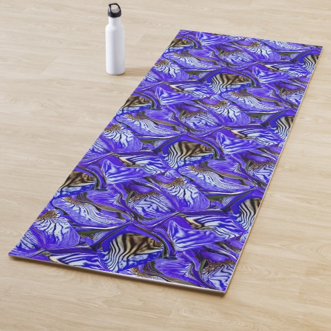 Purple Iris Flower / Slanted / Tiled / Yoga Mat (In Situ)