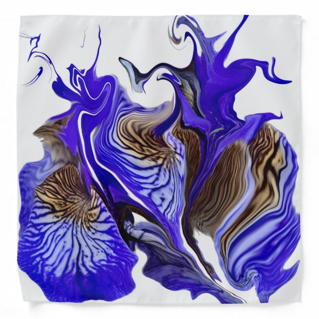 Purple Iris Flower Swirls Bandana (Front)