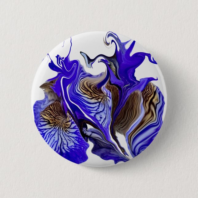Purple Iris Flower Swirls Button (Front)
